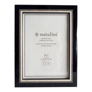 NATLINI Handcrafted Italian Wood 5 X 7 Photo Frame Black White Made in Italy